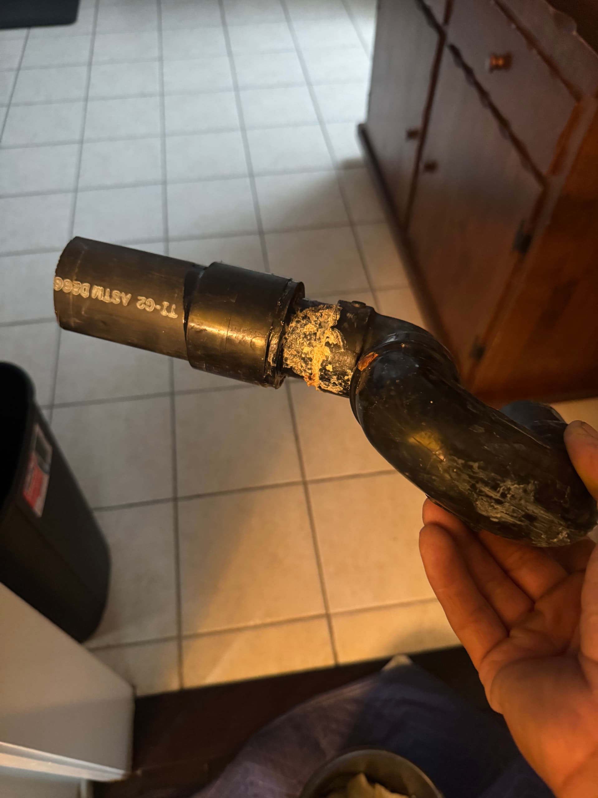 Worn Tub P-Trap Replaced and Ceiling Patched Back to Clean image